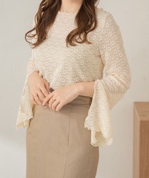 袖スリット花柄メロートップス／WEB/EC限定商品