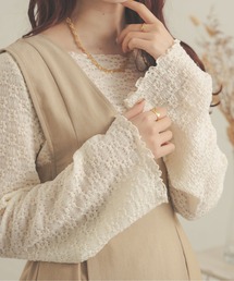袖スリット花柄メロートップス/WEB/EC限定商品