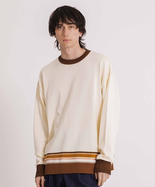 UNITED TOKYO（ユナイテッドトウキョウ）の「ステッチリブボーダーニット（ニット/セーター・メンズ・アイボリー/ブラック・1/2）」の3枚目の写真