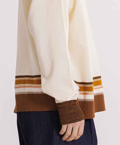 UNITED TOKYO（ユナイテッドトウキョウ）の「ステッチリブボーダーニット（ニット/セーター・メンズ・アイボリー/ブラック・1/2）」の17枚目の写真