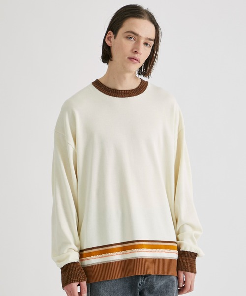 UNITED TOKYO（ユナイテッドトウキョウ）の「ステッチリブボーダーニット（ニット/セーター・メンズ・アイボリー/ブラック・1/2）」の22枚目の写真