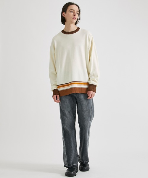 UNITED TOKYO（ユナイテッドトウキョウ）の「ステッチリブボーダーニット（ニット/セーター・メンズ・アイボリー/ブラック・1/2）」の21枚目の写真