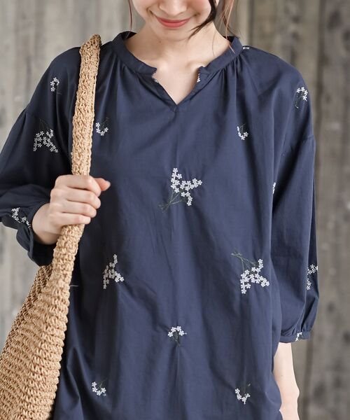 大きいサイズレディース 刺繍シャツ 七分袖 プルオーバー ブラウス オ[96z6 楽天市場】レディース刺繍プルオーバー ブラウス7分袖ブラウスV