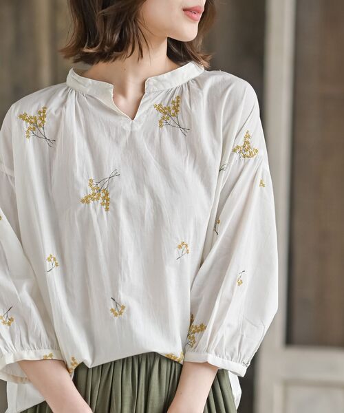 ブーケ刺繍7分袖ブラウス（シャツ/ブラウス）｜rps（アールピーエス