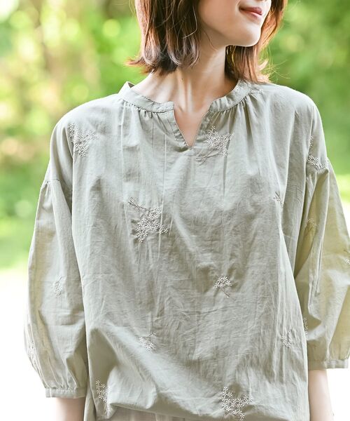 ブーケ刺繍7分袖ブラウス（シャツ/ブラウス）｜rps（アールピーエス