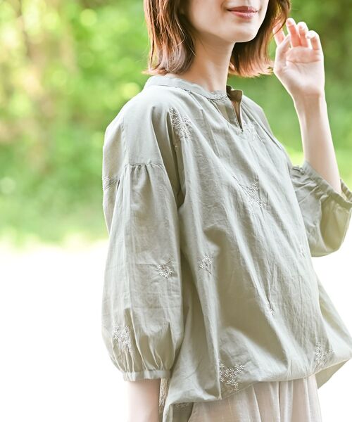 ブーケ刺繍7分袖ブラウス（シャツ/ブラウス）｜rps（アールピーエス