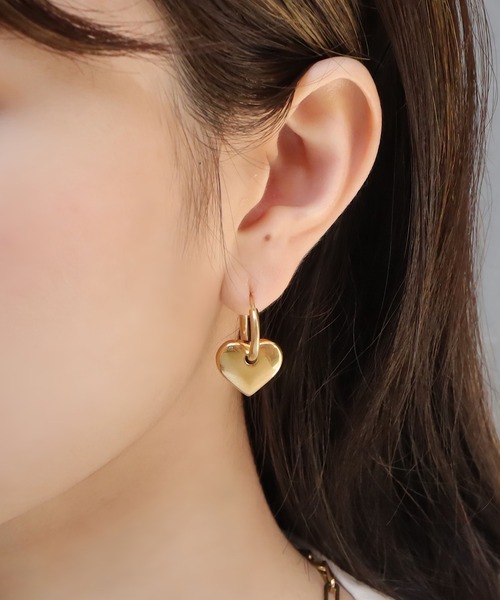 blackdia ocean（ブラックダイヤオーシャン）の「blackdia ocean 2WAYハートピアス（ピアス（両耳用）・レディース・ピンクゴールド/ゴールド/シルバー・FREE）」の2枚目の写真