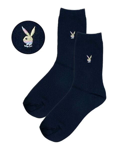 PLAYBOY(プレイボーイ)の「PLAYBOY/プレイボーイ ソックス スクールソックス 18cm丈 クルーソックス 通学用 学生用 靴下(ソックス/靴下・レディース・ブルー系その他2/ブルー系その他3/ブルー系その他4/ブラック系その他/ブルー系その他・23-25cm)」の2枚目の写真
