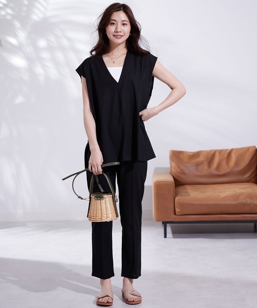 CHAN ME(チャンミ)の「麻レーヨンセットアップ(セットアップ・レディース・ブラック/ベージュ系その他・MEDIUM/LARGE)」の10枚目の写真