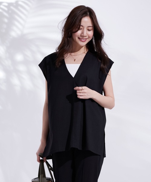 CHAN ME(チャンミ)の「麻レーヨンセットアップ(セットアップ・レディース・ブラック/ベージュ系その他・MEDIUM/LARGE)」の7枚目の写真