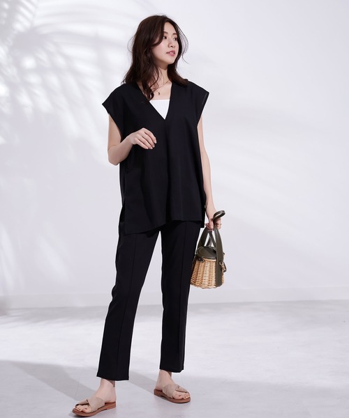 CHAN ME(チャンミ)の「麻レーヨンセットアップ(セットアップ・レディース・ブラック/ベージュ系その他・MEDIUM/LARGE)」の14枚目の写真