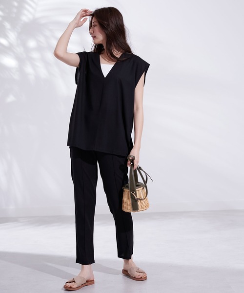 CHAN ME(チャンミ)の「麻レーヨンセットアップ(セットアップ・レディース・ブラック/ベージュ系その他・MEDIUM/LARGE)」の5枚目の写真
