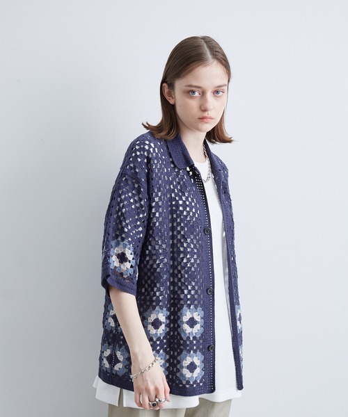 JUNRED(ジュンレッド)の「クロシェシャツ(シャツ/ブラウス・メンズ・ブラック/グリーン/ブルー系その他4・S/M/L)」の1枚目の写真