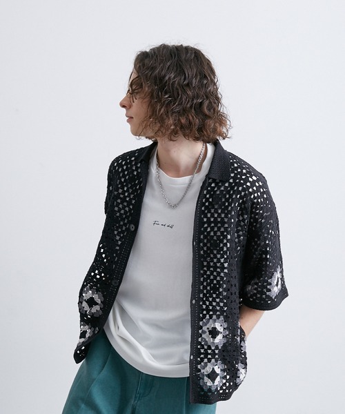 JUNRED(ジュンレッド)の「クロシェシャツ(シャツ/ブラウス・メンズ・ブラック/グリーン/ブルー系その他4・S/M/L)」の15枚目の写真