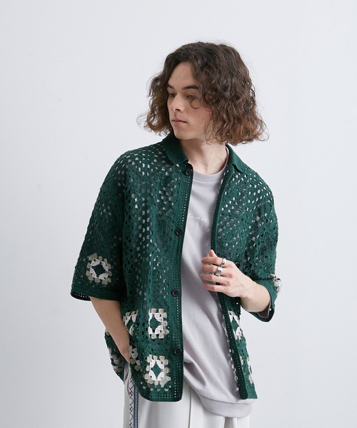 JUNRED(ジュンレッド)の「クロシェシャツ(シャツ/ブラウス・メンズ・ブラック/グリーン/ブルー系その他4・S/M/L)」の11枚目の写真