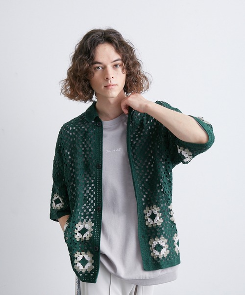 JUNRED(ジュンレッド)の「クロシェシャツ(シャツ/ブラウス・メンズ・ブラック/グリーン/ブルー系その他4・S/M/L)」の4枚目の写真