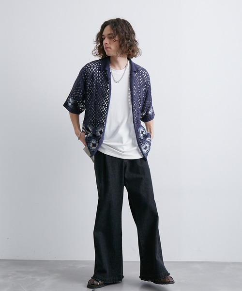 JUNRED(ジュンレッド)の「クロシェシャツ(シャツ/ブラウス・メンズ・ブラック/グリーン/ブルー系その他4・S/M/L)」の5枚目の写真