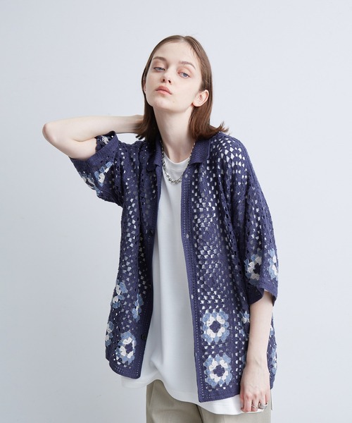 JUNRED(ジュンレッド)の「クロシェシャツ(シャツ/ブラウス・メンズ・ブラック/グリーン/ブルー系その他4・S/M/L)」の9枚目の写真
