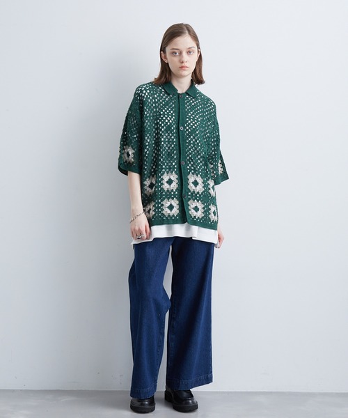 JUNRED(ジュンレッド)の「クロシェシャツ(シャツ/ブラウス・メンズ・ブラック/グリーン/ブルー系その他4・S/M/L)」の6枚目の写真