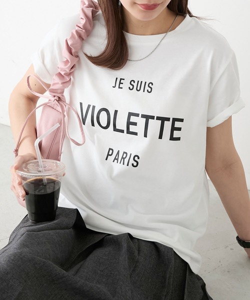 BONLECILL（ボンルシール）の「フレンチネームロゴプリント 半袖Tシャツ（Tシャツ/カットソー・レディース・レッド/オートミール/チャコールグレー/オフホワイト・FREE）」の5枚目の写真