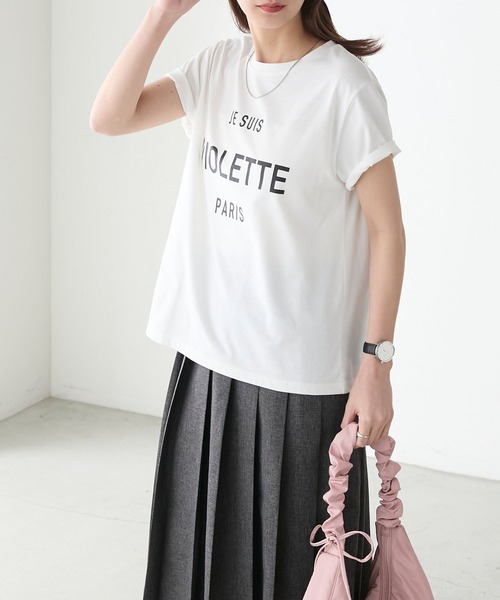 BONLECILL（ボンルシール）の「フレンチネームロゴプリント 半袖Tシャツ（Tシャツ/カットソー・レディース・レッド/オートミール/チャコールグレー/オフホワイト・FREE）」の7枚目の写真