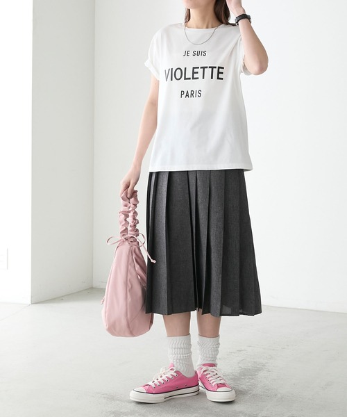 BONLECILL（ボンルシール）の「フレンチネームロゴプリント 半袖Tシャツ（Tシャツ/カットソー・レディース・レッド/オートミール/チャコールグレー/オフホワイト・FREE）」の9枚目の写真