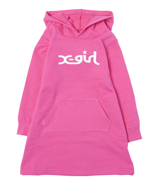 X-girl Stages（エックスガールステージス）の「LOGO BASIC HOODED DRESS(4T～7T)（ワンピース・キッズ・アッシュ/ピンク/ネイビー・5T/7T/6T/4T）」の4枚目の写真