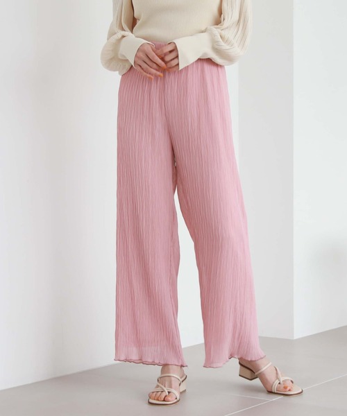 archives(アルシーヴ)の「シフォンプリーツストレートパンツ(その他パンツ・レディース・グリーン/アイボリー/ピンク/ブラック・MEDIUM)」の1枚目の写真