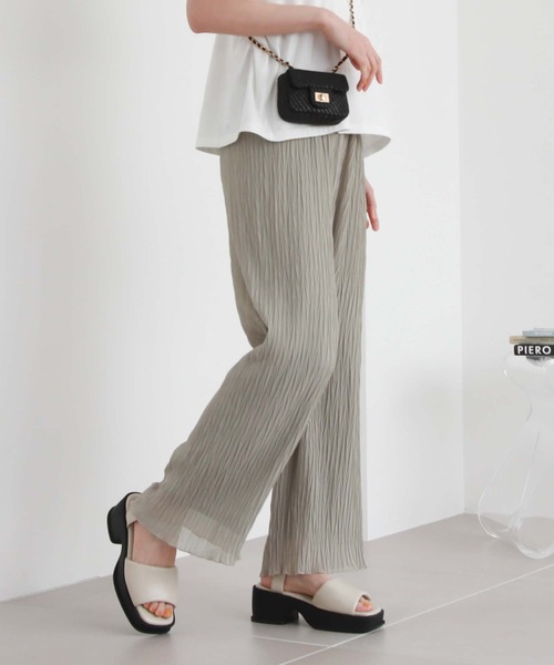 archives(アルシーヴ)の「シフォンプリーツストレートパンツ(その他パンツ・レディース・グリーン/アイボリー/ピンク/ブラック・MEDIUM)」の4枚目の写真