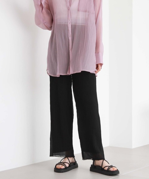 archives(アルシーヴ)の「シフォンプリーツストレートパンツ(その他パンツ・レディース・グリーン/アイボリー/ピンク/ブラック・MEDIUM)」の3枚目の写真