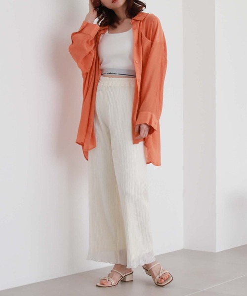 archives(アルシーヴ)の「シフォンプリーツストレートパンツ(その他パンツ・レディース・グリーン/アイボリー/ピンク/ブラック・MEDIUM)」の5枚目の写真