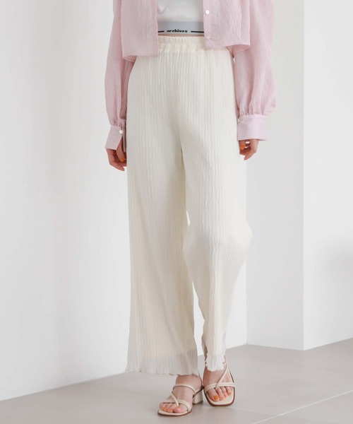 archives(アルシーヴ)の「シフォンプリーツストレートパンツ(その他パンツ・レディース・グリーン/アイボリー/ピンク/ブラック・MEDIUM)」の15枚目の写真