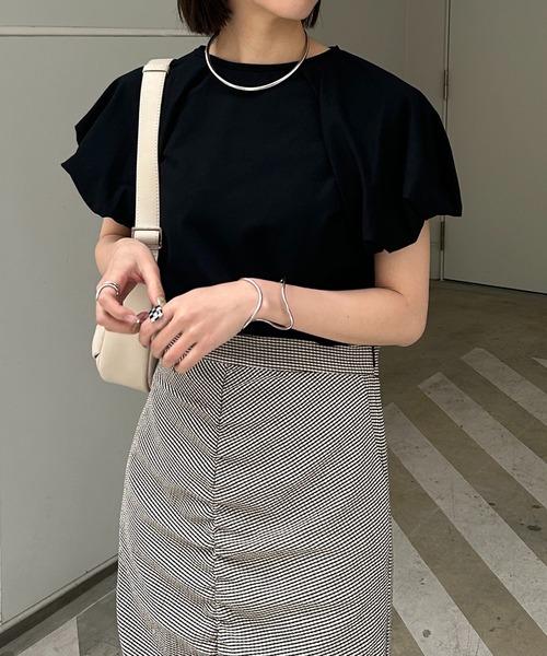 CAPRICIEUX LE'MAGE（カプリシューレマージュ）の「バルーンTシャツ（Tシャツ/カットソー・レディース・ホワイト/ブラック/グレー・FREE）」の4枚目の写真