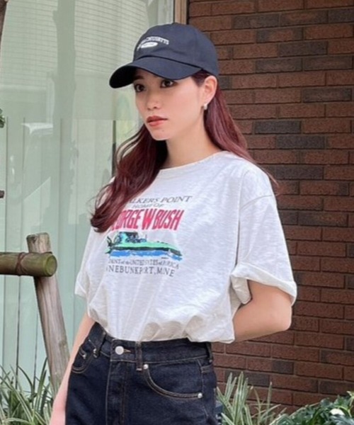 Eglly(エグリー)の「GEORGE W BUSH TSH(Tシャツ/カットソー・レディース・ネイビー/ベージュ/ホワイト・FREE)」の8枚目の写真