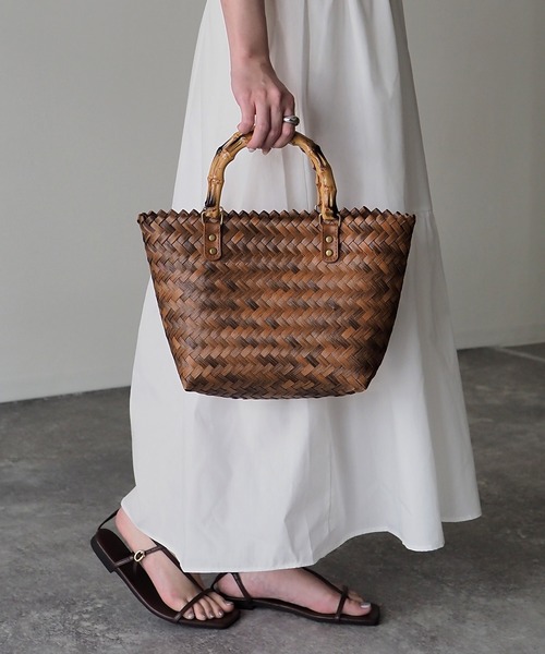 Riberry（リベリー）の「ウッドハンドルカゴバッグ（かごバッグ・レディース・ブラウン/ベージュ・FREE）」の4枚目の写真