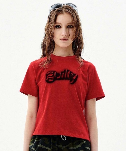 runningHIGH(ランニングハイ)の「【RUNNING HIGH 】GUILTY クロップ Tシャツ / GUILTY CROP TEE(Tシャツ/カットソー・レディース・レッド/カーキ/ホワイト・FREE)」の11枚目の写真