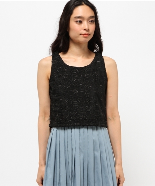 OUTLET（アウトレット）の「【Delyle noir】フラワーオーガンジー刺繍ショート（シャツ/ブラウス・レディース・ブラック・FREE）」の2枚目の写真