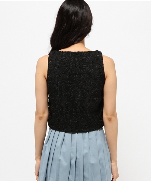 OUTLET（アウトレット）の「【Delyle noir】フラワーオーガンジー刺繍ショート（シャツ/ブラウス・レディース・ブラック・FREE）」の4枚目の写真