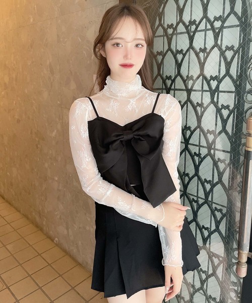 Rmine（アールマイン）の「ビッグリボンキャミ（キャミソール・レディース・ホワイト/ブラック/ピンク・FREE）」の4枚目の写真