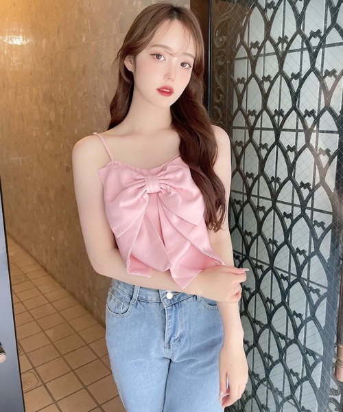 Rmine（アールマイン）の「ビッグリボンキャミ（キャミソール・レディース・ホワイト/ブラック/ピンク・FREE）」の9枚目の写真