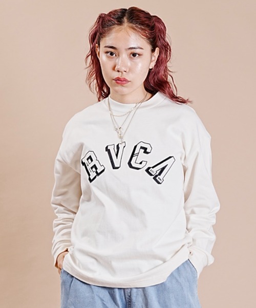 RVCA(ルーカ)の「RVCA/ルーカ 長袖Tシャツ 前面プリント ドロップショルダー 薄手 BD044-070(Tシャツ/カットソー・レディース・ホワイト/ブラック・M/S)」の3枚目の写真
