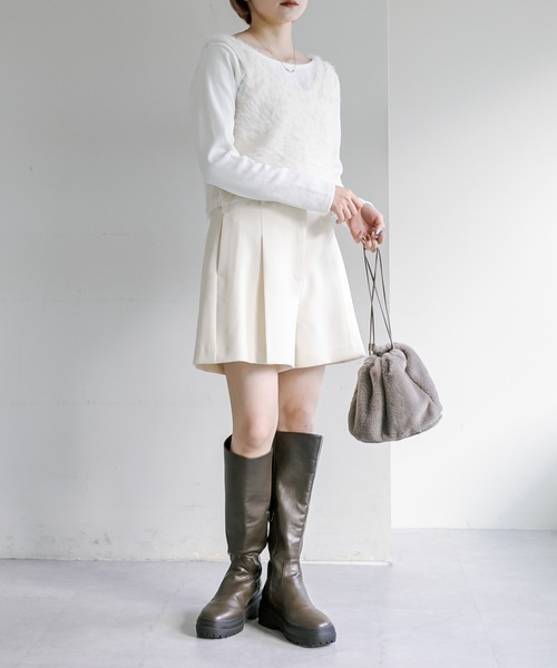 mline（エムライン）の「[mline] ワンタックショートパンツ（その他パンツ・レディース・アイボリー/ブラック/チャコールグレー/ホワイト・1/2）」の19枚目の写真