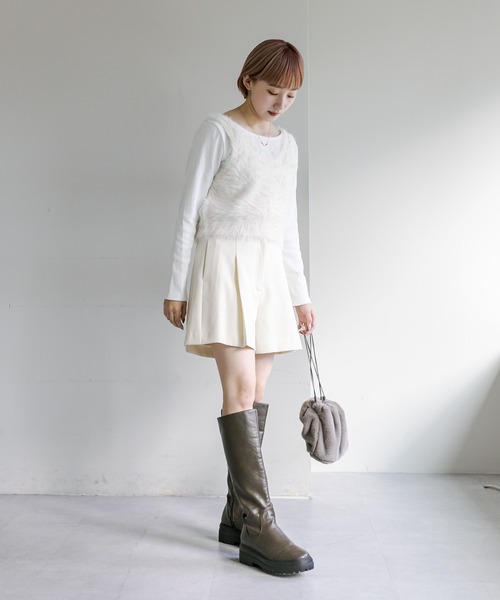 mline（エムライン）の「[mline] ワンタックショートパンツ（その他パンツ・レディース・アイボリー/ブラック/チャコールグレー/ホワイト・1/2）」の18枚目の写真