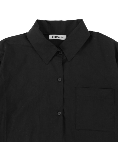 MNML クロップド ウーブン シャツ 半袖 Black Khaki 送料込み Figments（フィグメンツ）の「クロップド半袖シャツ（シャツ