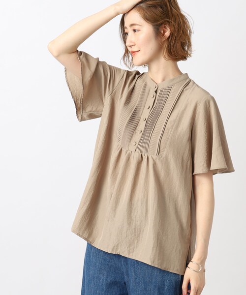 grove（グローブ）の「◆可憐でレトロかわいいピンタックブラウス（シャツ/ブラウス・レディース・オレンジ/ブルー/アイボリー/サンドベージュ/ブラック・02/03/01/05/04）」の3枚目の写真