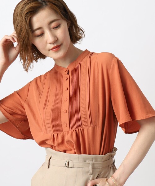 grove（グローブ）の「◆可憐でレトロかわいいピンタックブラウス（シャツ/ブラウス・レディース・オレンジ/ブルー/アイボリー/サンドベージュ/ブラック・02/03/01/05/04）」の21枚目の写真