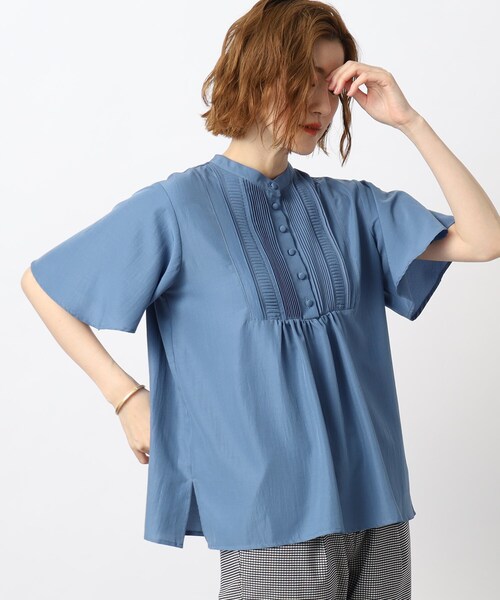 grove（グローブ）の「◆可憐でレトロかわいいピンタックブラウス（シャツ/ブラウス・レディース・オレンジ/ブルー/アイボリー/サンドベージュ/ブラック・02/03/01/05/04）」の13枚目の写真