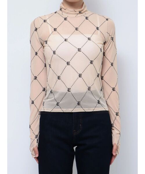 EMODA(エモダ)の「ハイネックストレッチトップ(Tシャツ/カットソー・レディース・ブラック/ベージュ・FREE)」の14枚目の写真