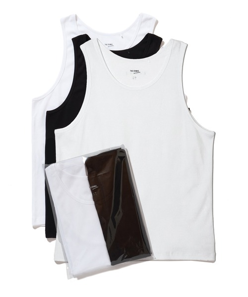 CRIMIE(クライミー)の「TANK TOP 2P + 1P SERVICE 3P PACK / 無地 タンクトップ 2P + 1P サービス 3P パック(Tシャツ/カットソー・メンズ・ホワイト/ブラック/オートミール/ダークグレー/カーキ/ホワイト×ブラック・S/M/L/XL/XXL)」の3枚目の写真