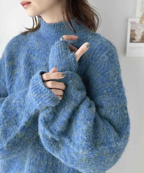 セール】【mily bilet】大人の萌え袖にキュン！ミックス糸指穴モック